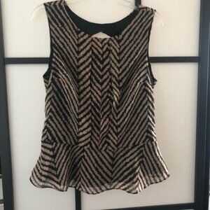 KNT by Kova and T zebra print brown blouse Sz M